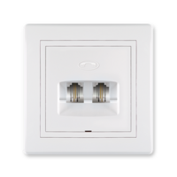 Prikljucnica telefonska dvostruka RJ12 6/2 dve linije bela 611.000 Aling Prestige Line