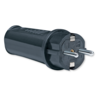 304.13 Utikač dvopolni masivni sa kontaktom za uzemljenje 16A 250V~ CRNI Aling