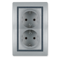 Prikljucnica dvopolna dvostruka 16A plast SREBRNA-GRAFIT 604.S2 Aling Prestige Line