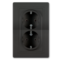 Prikljucnica dvopolna dvostruka 16A plast CRNA SOFT 604.E1E1 Aling Prestige Line